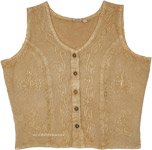 Cafe Au Lait Boho Sleeveless Shirt Top