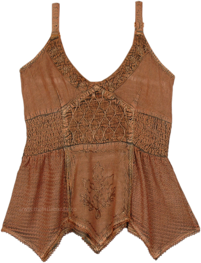 Almond Brown Bohemian Halter Top