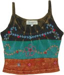 Gypsy Cotton Short Top with Floral Thread Embroidery [9586]