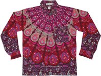 Purple Cotton Printed Shirt with Front Pocket [9618]