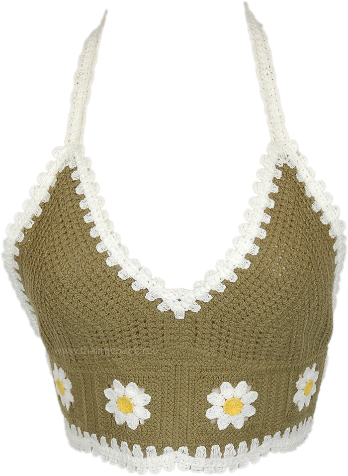 Daisy Henna Floral Crochet Bralette Top