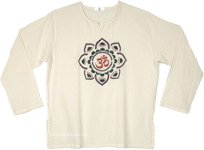 White Om Full Sleeves Shirt [9698]
