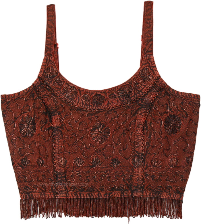 Red flowy crop sales top