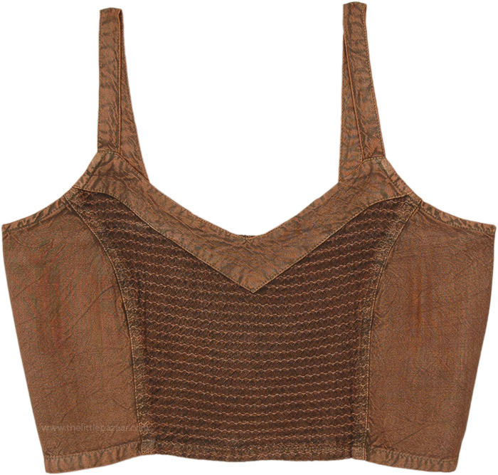 Roast Brown Aesthetic Boho Crop Top