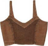 Vintage Summer Style Crop Top in Brown [9809]