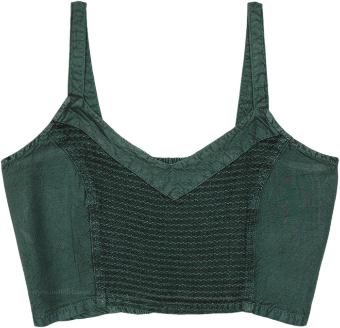 Royal Green Boho Aesthetic Crop Top