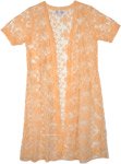 Peach Orange Net Kimono Coverup