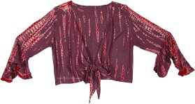 Vibrant Maroon Top with Tie Dye and Front Tie [9928]