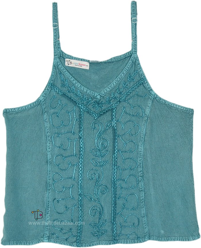 Boho Turquoise Vintage Soft Crop Top