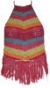 Vibrant Burgundy Crochet Fringe Halter Top