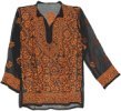 Floral Style Jaffa Embroidered Black Tunic