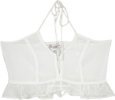 White Ruffle Halter Crop Top