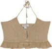 Beige Ruffle Halter Crop Top