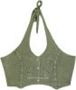Green Belle Halter Short Crop Top