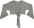 Grey Bohemian Front Tie Top