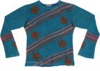 Azure Radiance Blue Hippie Top with Patchwork and Embroidery