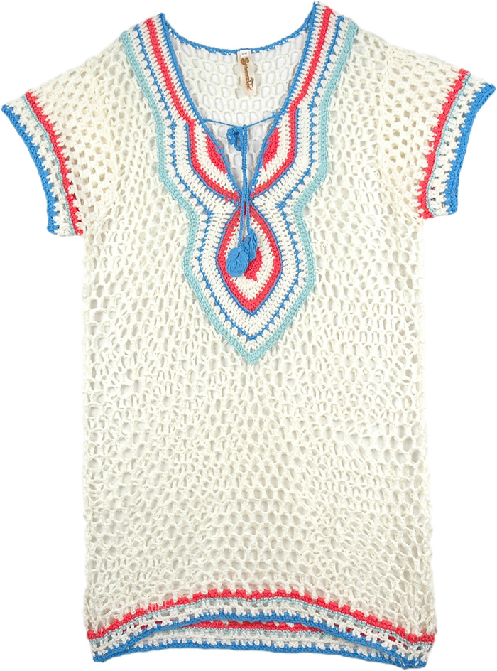 Short Sleeve Lighthearted Crochet Tunic