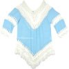 Fringe Boho Crochet Tunic Top in Blue