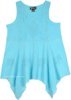 Malibu Blue Embroidered Sleeveless Asymmetrical Hem Top