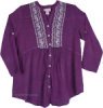 Everyday Purple Boho Shirt Top with Embroidery in L /XL