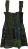 Dark Green Tinsel Cotton Patchwork Smocked Top