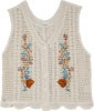 Cream Meadow Bloom Cotton Crochet Vest