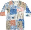 Beach Blue Printed Cotton Tunic Top for Summer