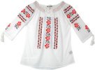 White Boho Tunic Top with Tribal Embroidery