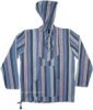 Cool Blue Striped Cotton Hooded Unisex Bohemian Shirt