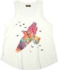 Sleeveless White Tank Top with Graphic Bird Print