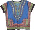 Plus Size Dashiki African Unisex Cotton Shirts in Blue