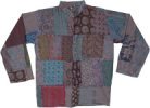 Button Down Boho Patchwork Unisex Cotton Shirt Full Sleeves
