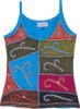 Cerulean Embroidered Arty Patchwork Tank Top in Cotton