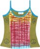 Black Hippie Tank Top with Rainbow Stripes and Embroidery