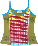 Multicolored Razor Cut Stonewashed Hippie Tank Top