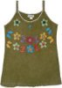 Olive Applique Summer Tank Top with Floral Utopia