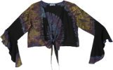 Flaming indigo Black Tie Dye Bell Sleeves Tie Top