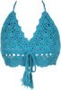 Turquoise Crochet Bralette Top with Tassel