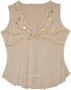 Beige Coin Decor Boho Sleeveless Top