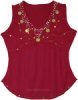 Blood Red Coin Embellishment Boho Top