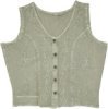 Macha Green Boho Sleeveless Shirt Top