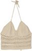 Beige Ruffle Halter Crop Top