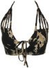 Monochrome Bloom Bell Sleeve Front Tie Crop Top
