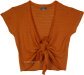 Orangina Tie Front Knit Solid Top