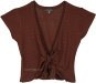 Brownie Tie Front Knit Solid Top