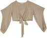 Sweet Cream Raised Arm Slit Boho Crop Top