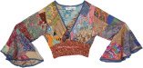 Boho Zinnia Bell Sleeve V Neck Crop Top