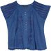 Decorous Fine Embroidery Blue Short Top