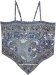 Navy Gold Paisley Back Tie Bandana Crop Top