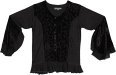 Black Gothic Scroll Velvet Embroidered Blouse